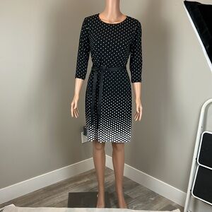 Elegant Black and White Polka Dot Dress